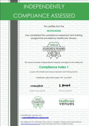 Compliance Index Certificate view